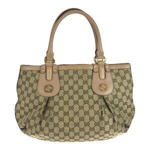 Gucci Pink Shoulder Tan Tote Bag Canvas Leather GG Beige